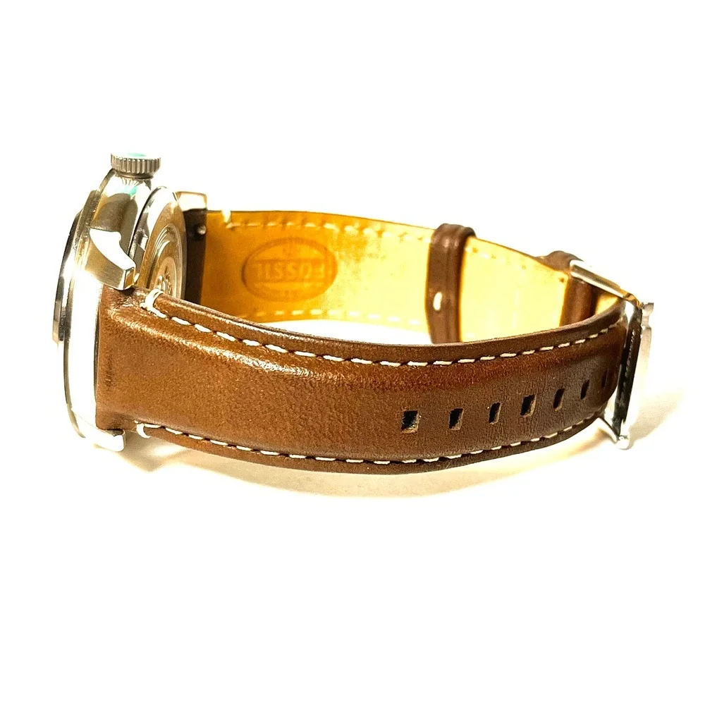 Fossil 30th Anniversary Special Edition Watch FS4897 Blue Dial Brown Leather